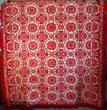 Red and Ecru Jacquard Coverlet