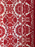 Red and Ecru Jacquard Coverlet