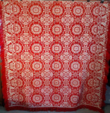 Red and Ecru Jacquard Coverlet