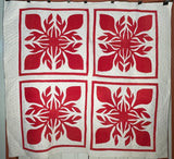 Hawaiian Red and White Applique Quilt