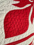 Hawaiian Red and White Applique Quilt